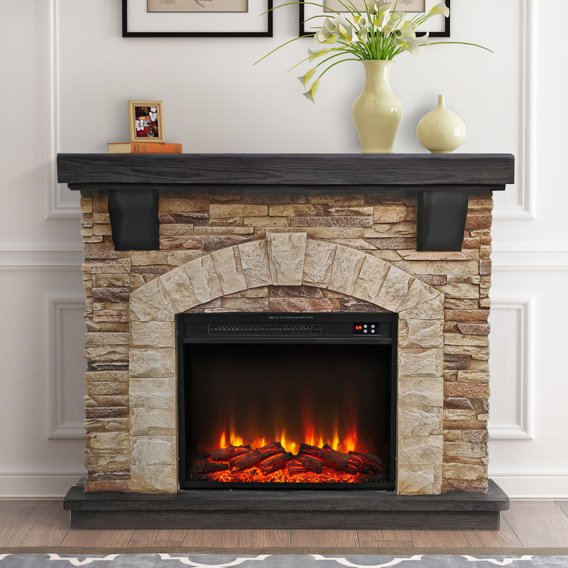 Merriam 45.25'' W Electric Fireplace & Mantel Package with 5100 BTU, Gold