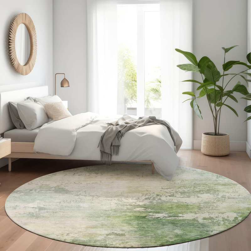 Tapis intérieur / extérieur vert Agatha , 8 pi x 8 pi