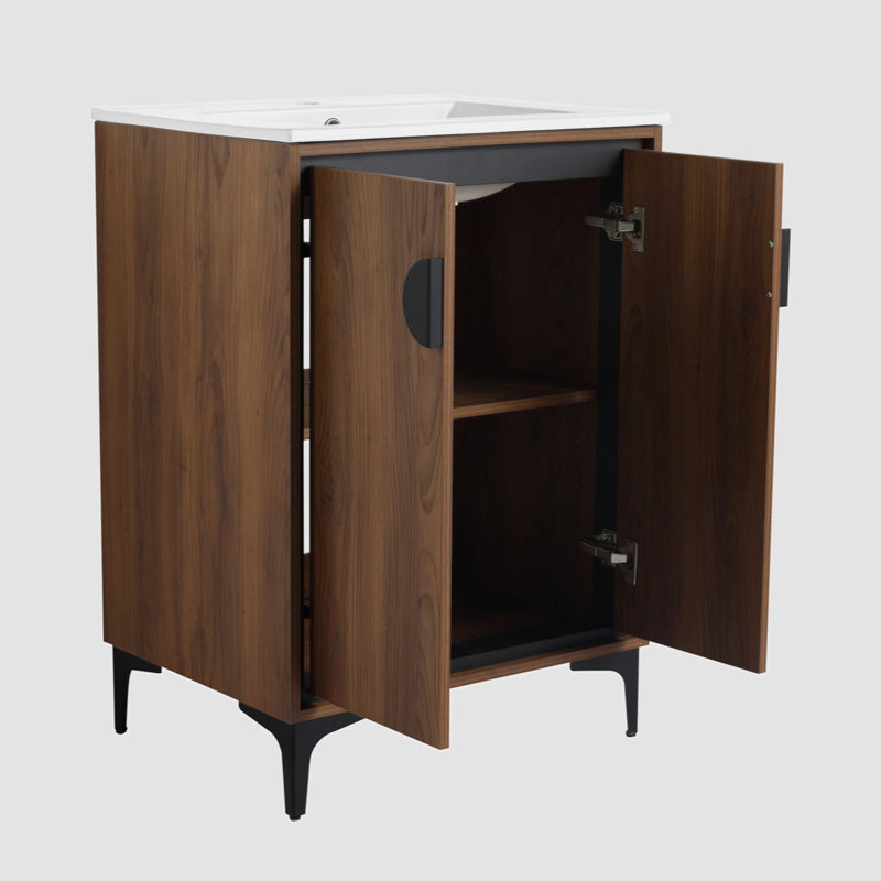 Ensemble de meuble-lavabo simple 24,02 po avec plateau en céramique Tanajah