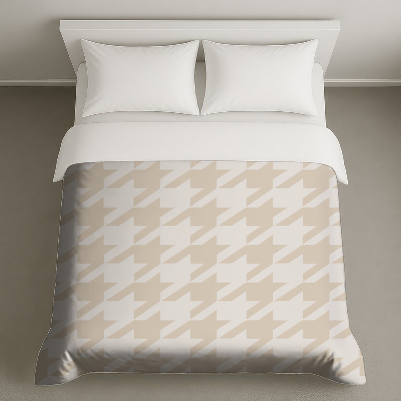 Beige Houndstooth Pattern Duvet Covers, King
