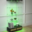 Armoire rapide à assemblage rapide, présentoir en verre à 2 portes avec 4 tablettes, noir et naturel, éclairage à DEL de 13 couleurs, pour objets de collection dans un bureau, vin