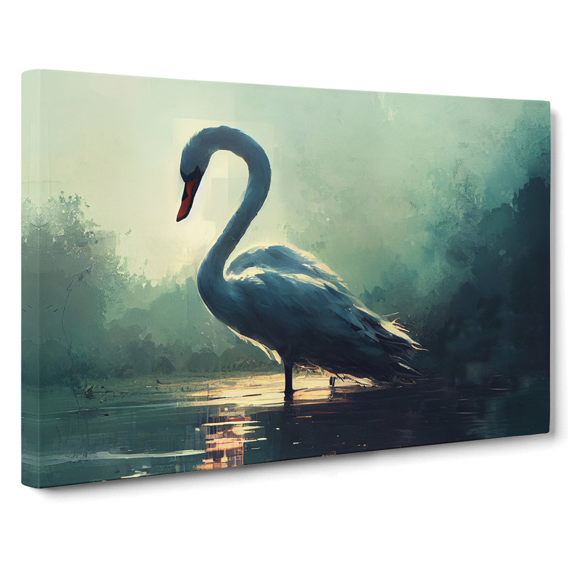 Swan Art Painting Vol.4 - Wrapped Canvas, 40cm H x 60cm W x 3cm D