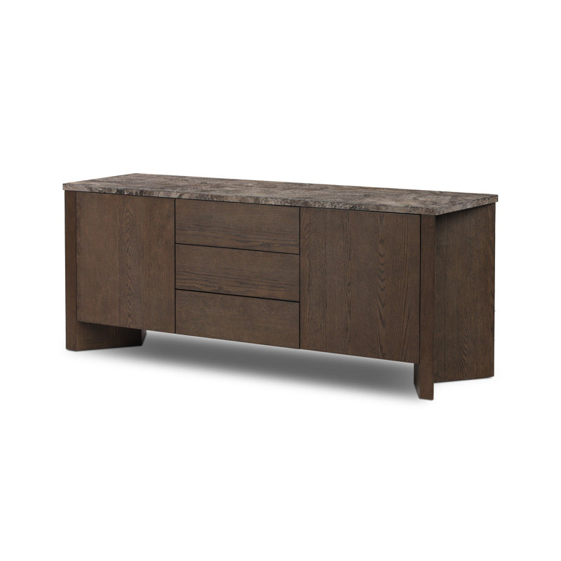 Lawson Media Console-Warm Grey Marble