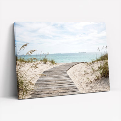 Ensemble de 1 tableau sur toile représentant un chemin de plage