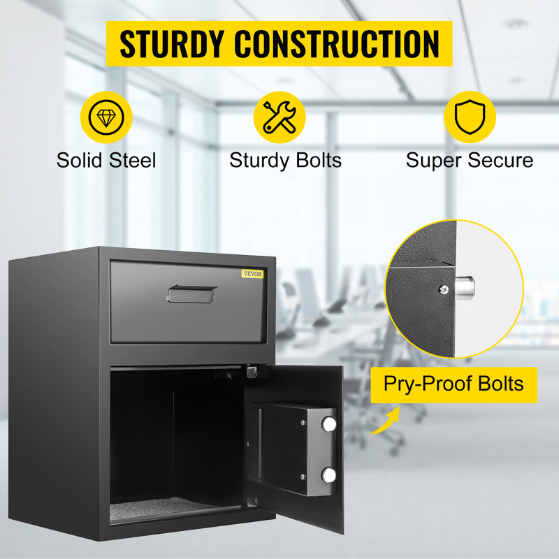Black Carbon Steel Digital Depository Safe with Deposit Slot