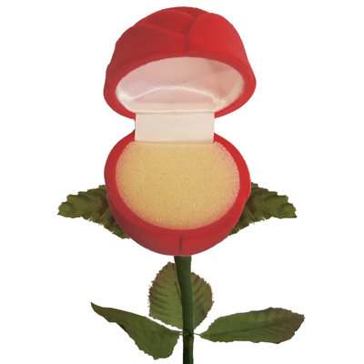 Red Velour Long Stem Rose Gift Box In Presentation Box Ring 12 Pcs