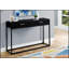 Console étroite en stratifié noir avec tiroir de rangement et base en métal durable, pour les entrées et les petits espaces.-963523047
