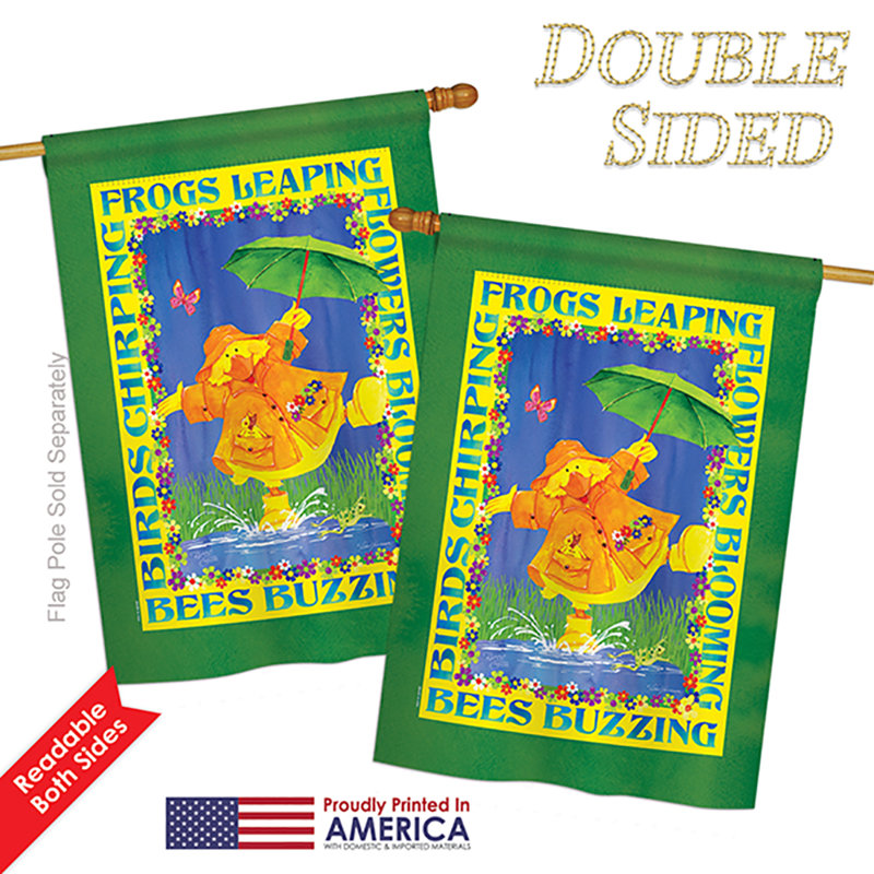 « spring duckling jardin friends oiseaux », impression en polyester de 2 côtés 40 x 28 po drapeau de jardin