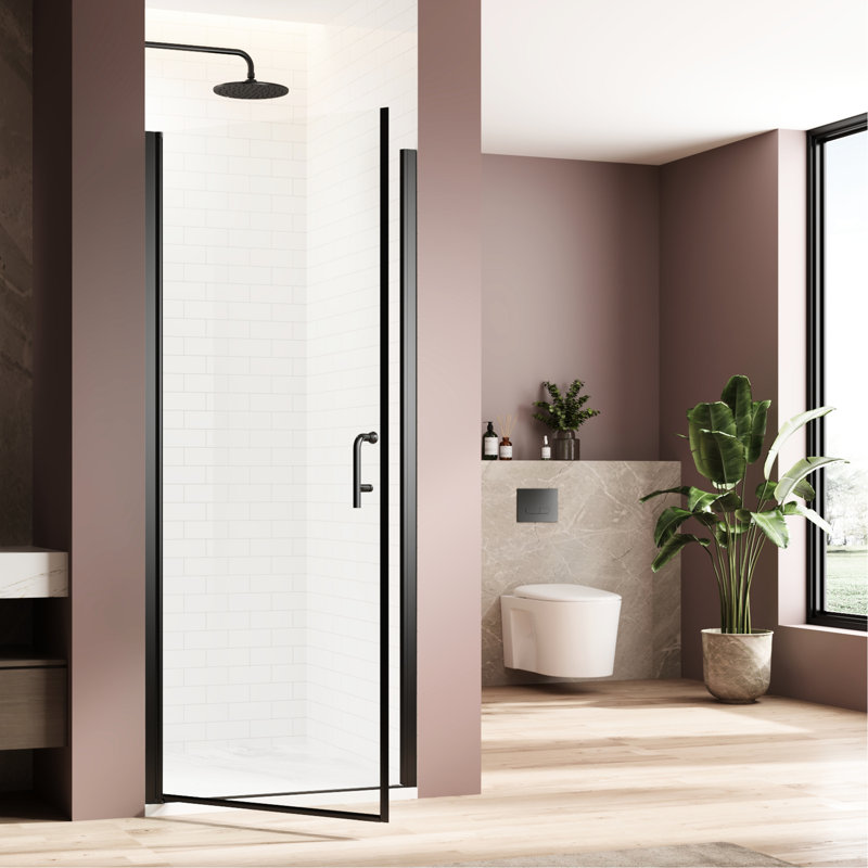Porte de douche réglable, pivotant noir mat, verre trempé, installation facile, finition peu encombrante, balançoire réversible imperméable