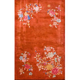 Vibrant Warm Rustic Red Color Antique Chinese Art Deco Rug