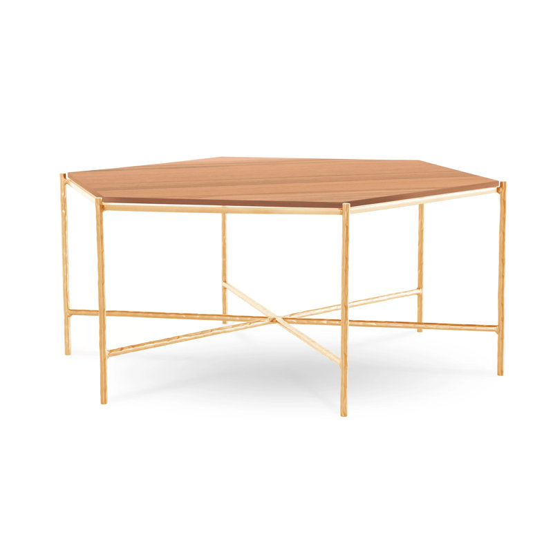 Table basse Athena, Or toscan, Couche transparente, Érable