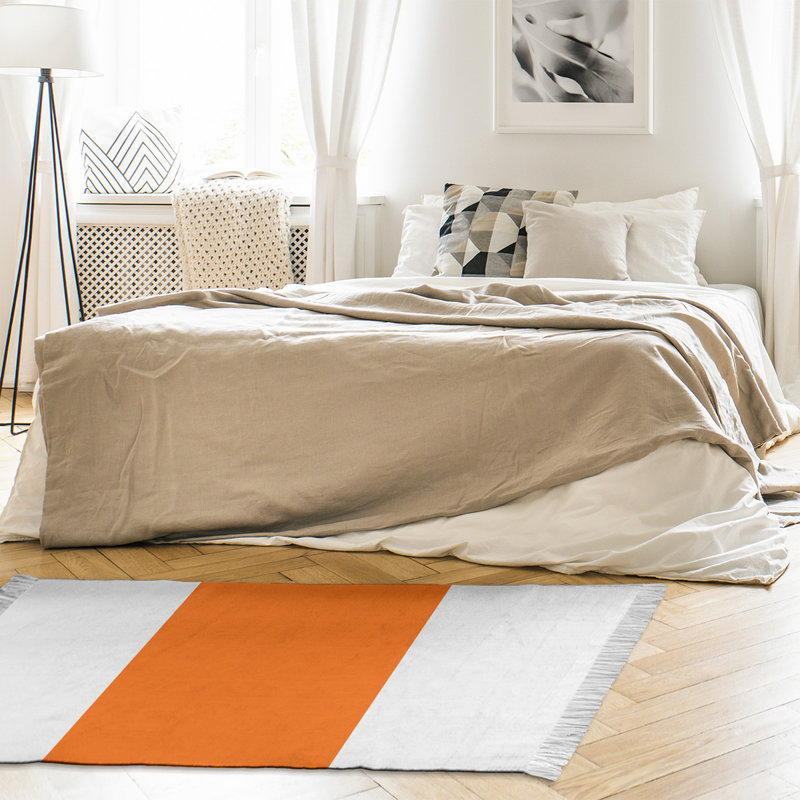 Tapis blanc/orange tissé à plat Miami, Oui