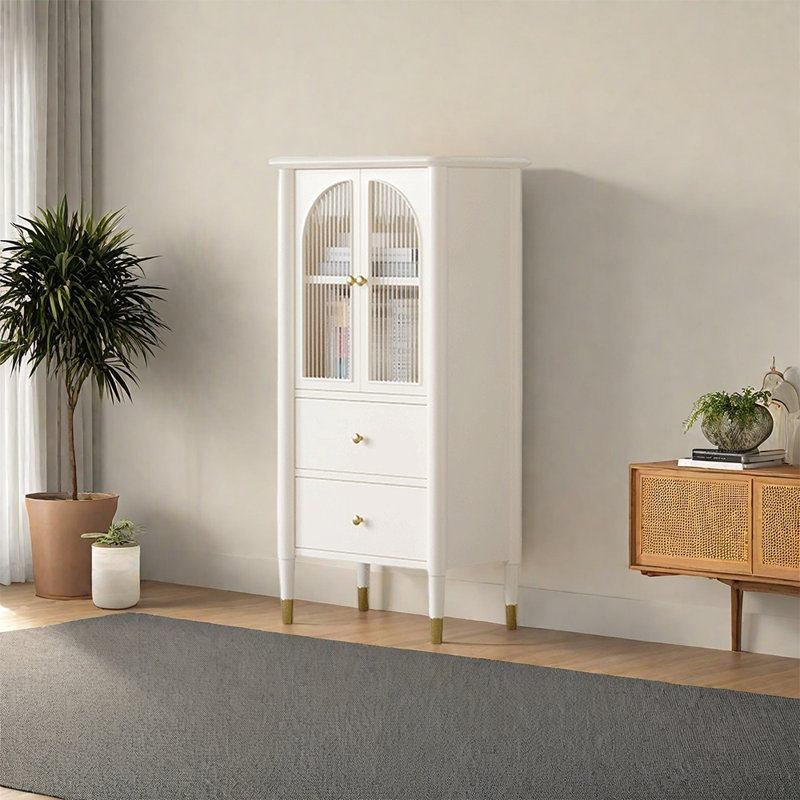 Bibliothèque haut de gamme de style français, (2 tablettes) H 43,31 po x l 23,62 po x P 15,75 po, Blanc