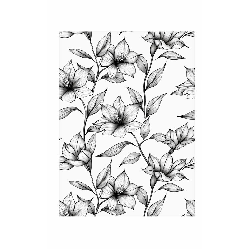 «Floral Floral Dreams», impression d'art moderne sans cadre noir et blanc, H 10 po x l 8 po