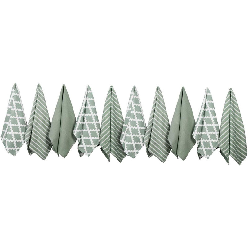 Stripe Jacquard Tea Towel Kitchen Towel, Sage
