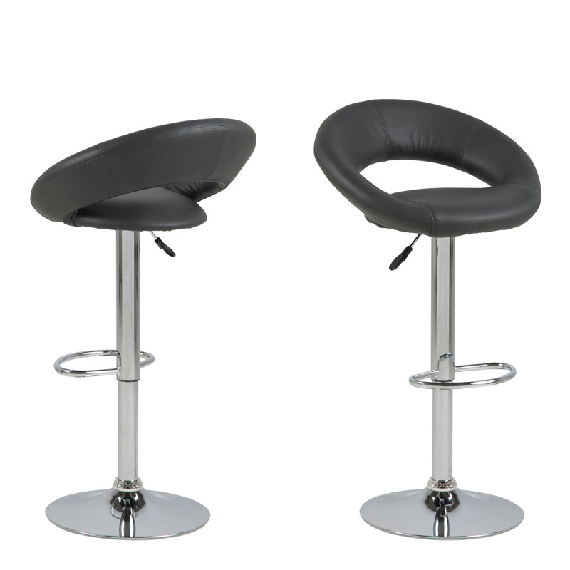 Cathline Swivel Upholstered Adjustable Height Counter Stool with Metal Frame, Black