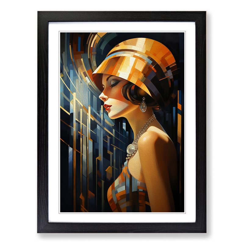Art Deco Woman Art Deco Art - Framed Print, Black Framed, 46cm H x 34cm W x 2cm D
