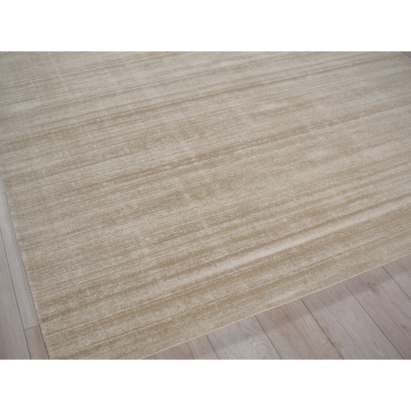 Martelli Modern Handmade Silky Nylon, Taupe Area Rug, Rectangle 10' x 14'