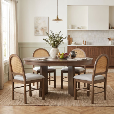Ensemble de table de salle à manger extensible 5 pièces pour 5 personnes avec chaises rembourrées