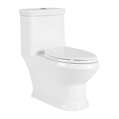 Toilette allongée une pièce à double chasse avec siège