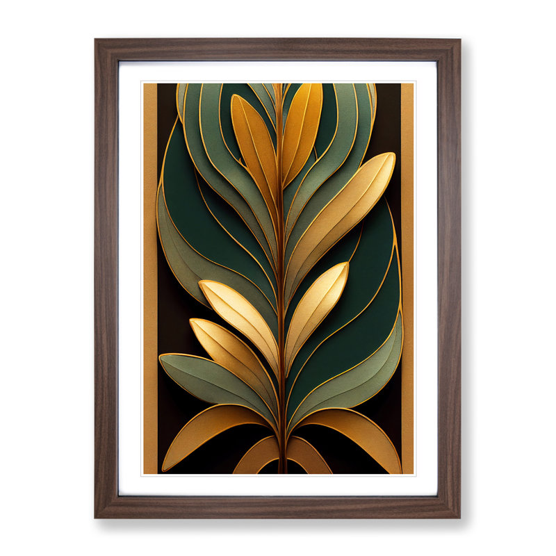 Leaves No.3 - Wall Art, 64cm H x 46cm W x 2cm D, Walnut Framed