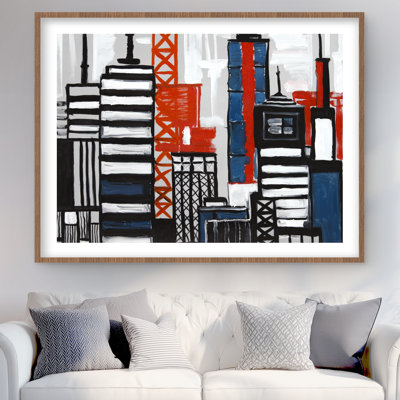 Geometric Towers and Buildings | White Framed Matted Print