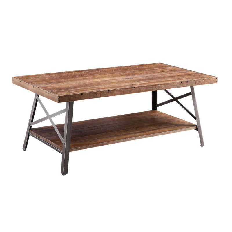 Table basse avec rangement en chêne patiné et sable noir