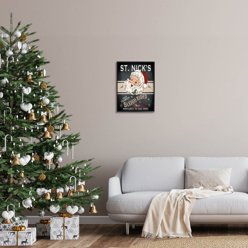 St. Nick's Sleigh Rides at-192, Giclée encadrée noir minuit, H 20 po x l 16 po x P 1,5 po