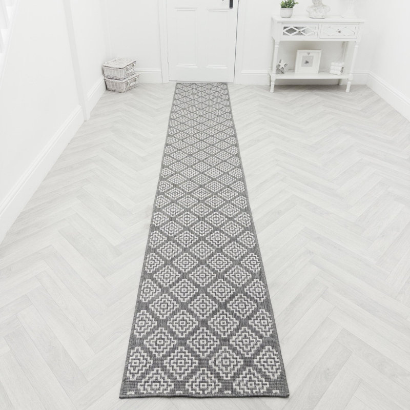 Runner Geometric Shapes Flatweave Area Rug, Runner 60 x 240 cm