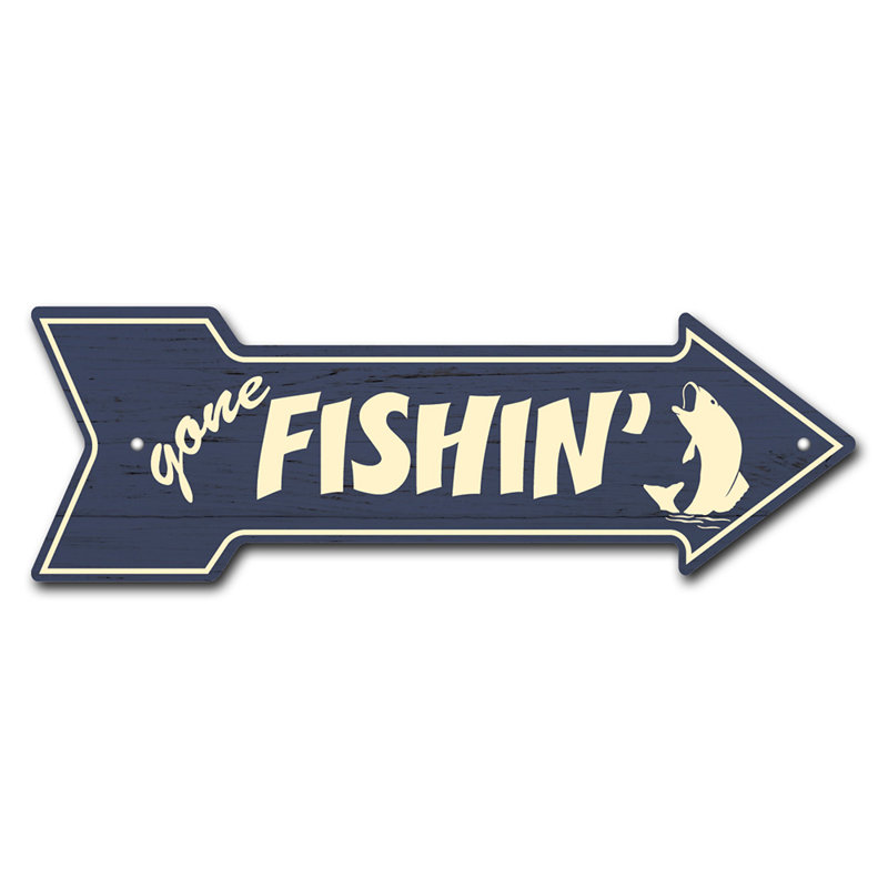 Décalcomanie amusante Gone Fishin, H 6 po x l 18 po x P 1 po