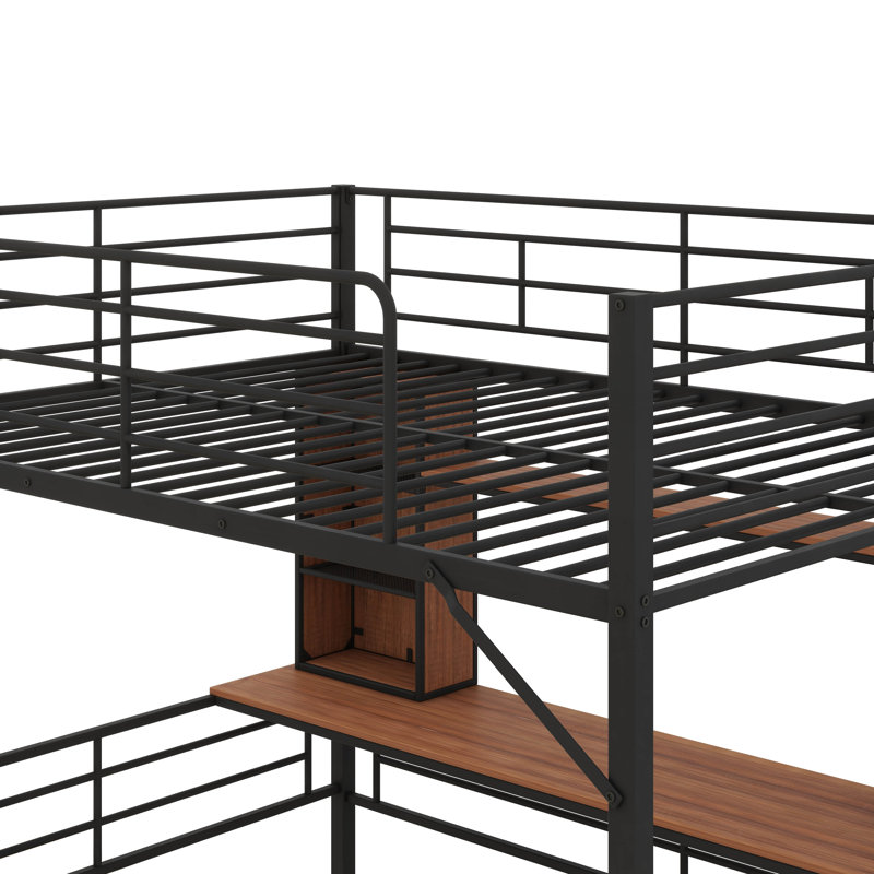Lit mezzanine Damir, pour enfants, Double, Noir