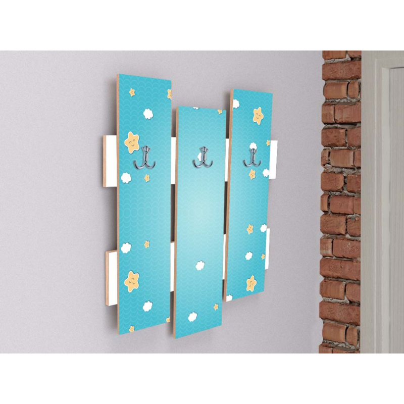Portemanteaux mural bleu clair / jaune Ariton