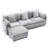 Gray 3 Seat Sofas with Movable Ottoman, Chenille Modern Living Room