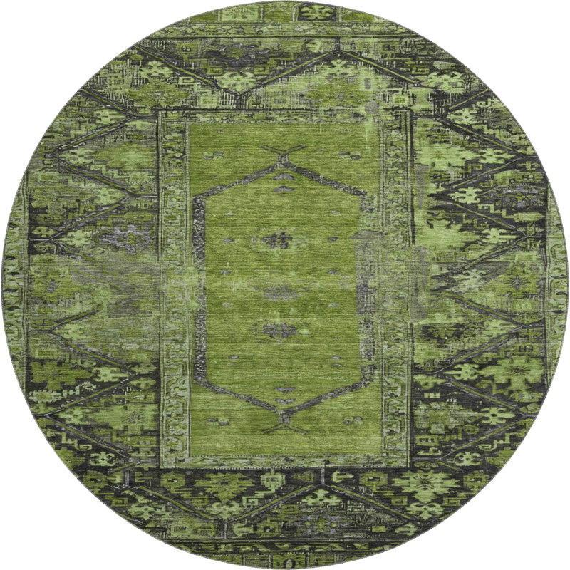 Premium Machine Washable Lubbers AMF1727 Global Rug, Round 8'