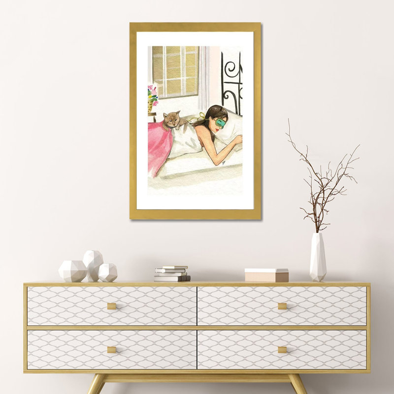 «Sunday Morning Audrey Hepburn» par Rongrong DeVoe - reproduction d'art, H 24 po x l 16 po x P 1 po, Blanc