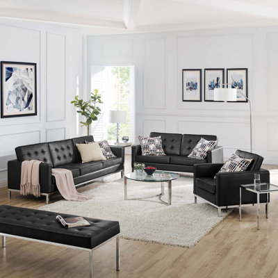 Ensemble de 3 pièces en similicuir capitonné Loft