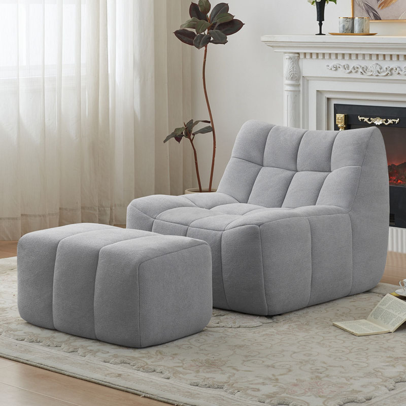 Fauteuil à billes 33,7 po avec repose-pieds, Gris