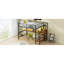 Lit mezzanine double en métal, bureau, escalier de rangement, petite armoire, DEL colorée, stable, tendance-1704634177