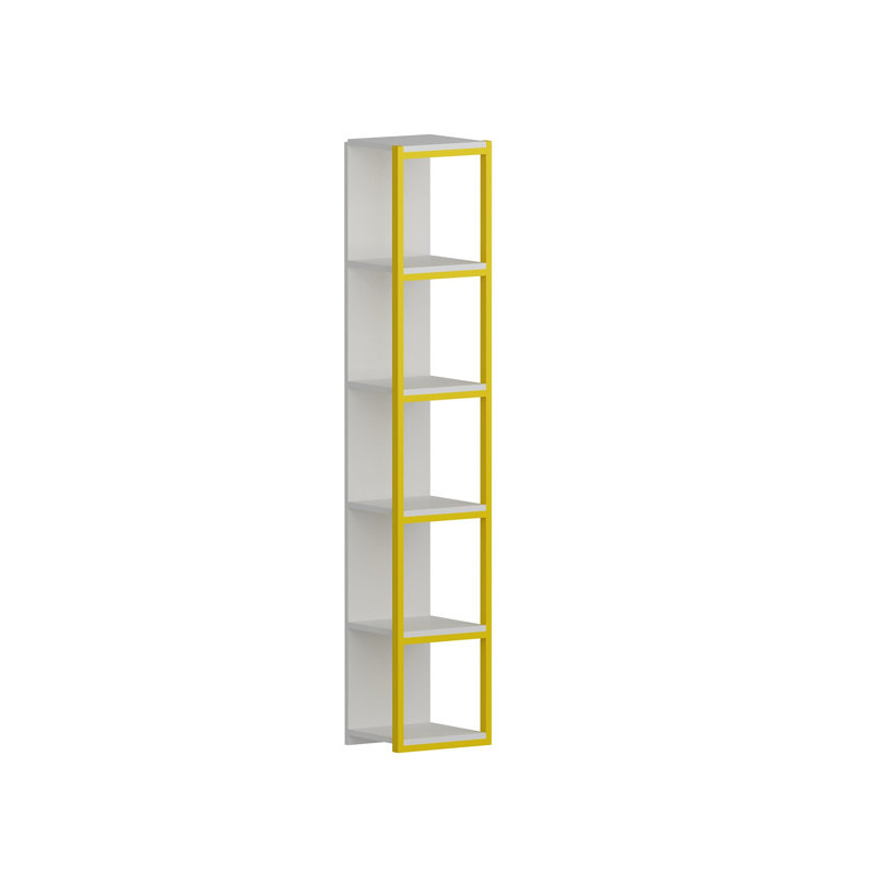 Bibliothèque à cubes en métal H 71 po x l 13,26 po Abshire, Blanc / Jaune