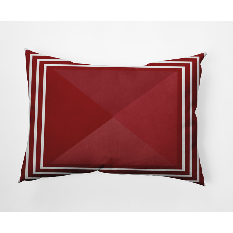 Geometric Outdoor Reversible Throw Pillow, Red