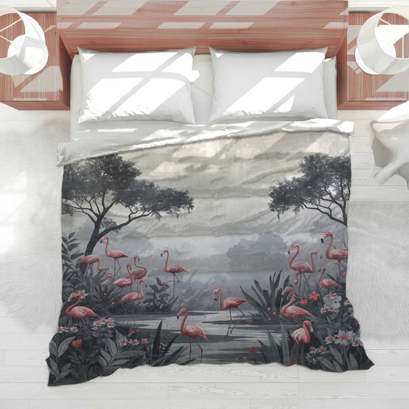 Édredon rose flamants roses dans la jungle, Twin