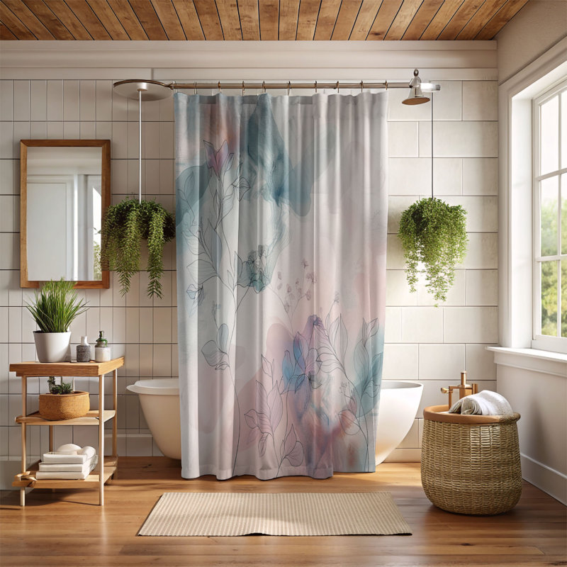 Rideau de douche standard 1 pièce, H 74 po x l 71 po