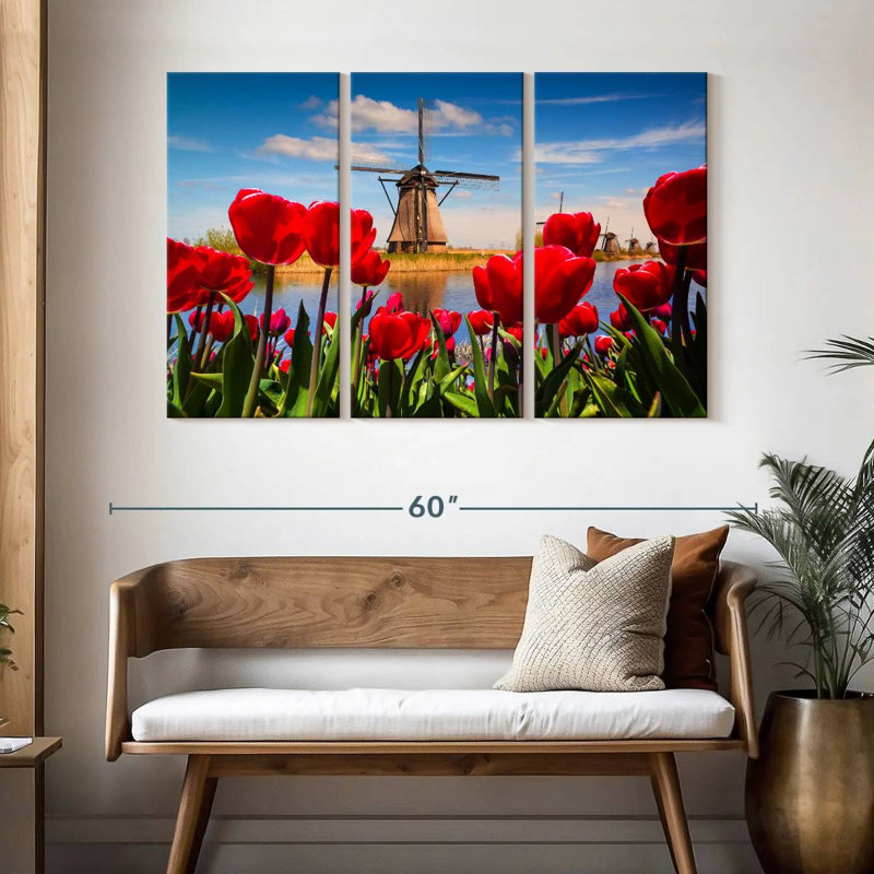 Harnek Tulips Windmill, 32" H x 50" W