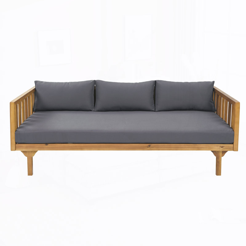 Outdoor Patio Daybed with Cushions, Gray , Teak