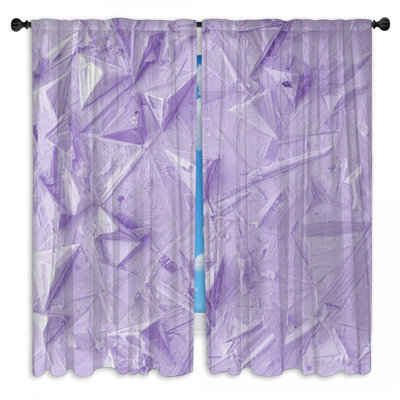 Purple Geometric Texture Window Curtains Triangles Sheer & Room Darkening - 2 Panels