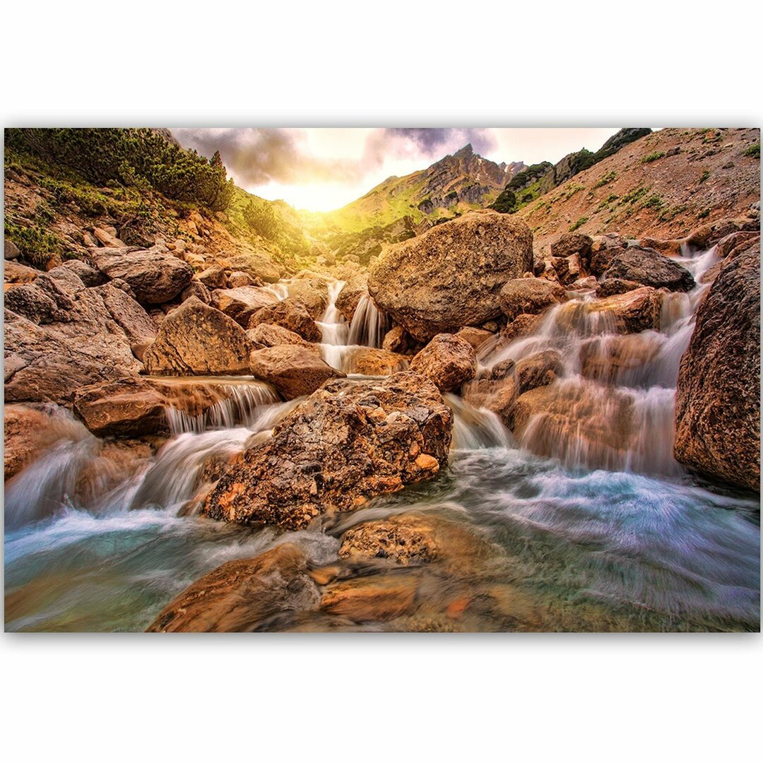 Leinwandbild Stein-Wasserfall