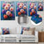 Danse des fleurs de dahlia rose bleu, collage II - décoration murale Dahlia-352066709-352066719