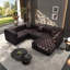 Ensemble de canapé moderne en forme de L de 103,8 po, canapé modulaire rembourré en similicuir 4 places avec conception touffetée à la main pure, 1 repose-pieds et 4 coussins, combinaison multiple pour le salon