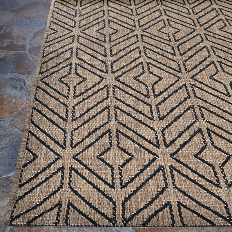 Tapis intérieur / extérieur noir Tayeb, Rectangle l 45 po x L 65 po