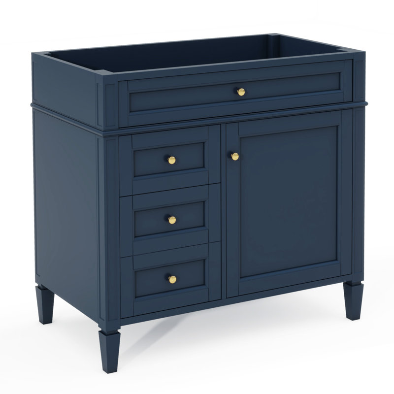 '' Modern Bathroom Vanity With 2 Drawers And Tip-out Drawer, Solid Wood Frame - No Basin Sink